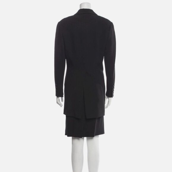 LANVIN Skirt Suit Solid Black US 12 FR 44 Button Jacket Knee-Length Skirt Set - Picture 3 of 4